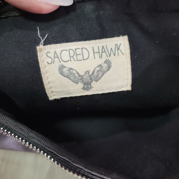 Sacred Hawk Fringe Waist Bag Black Faux Leather cross body boho Rocker bag - Picture 6 of 8